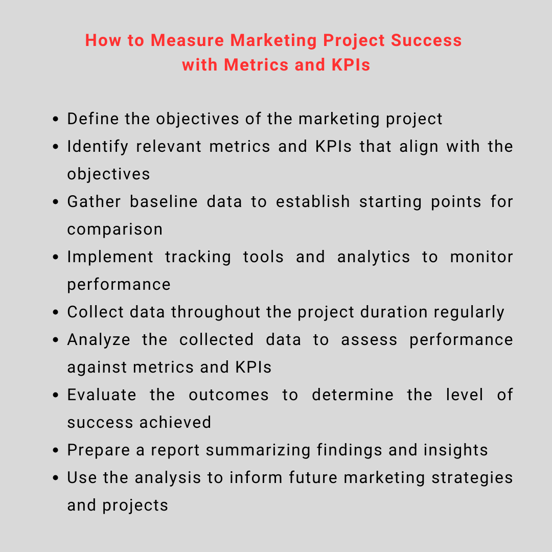 how to measure metrics of marketing projects 