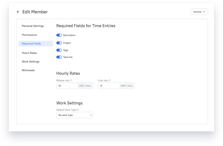 team creating in tmetric 