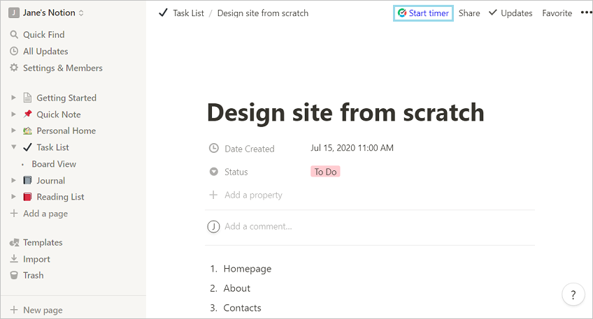 tmetric notion integration in action 