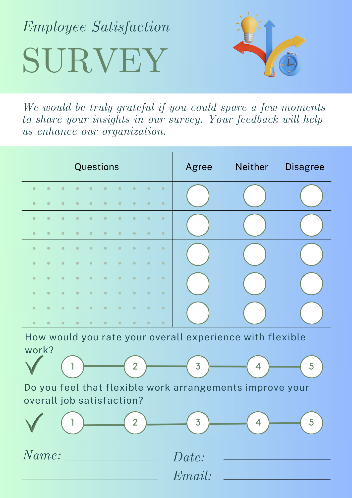 employee survey for evaluation of flexible working 