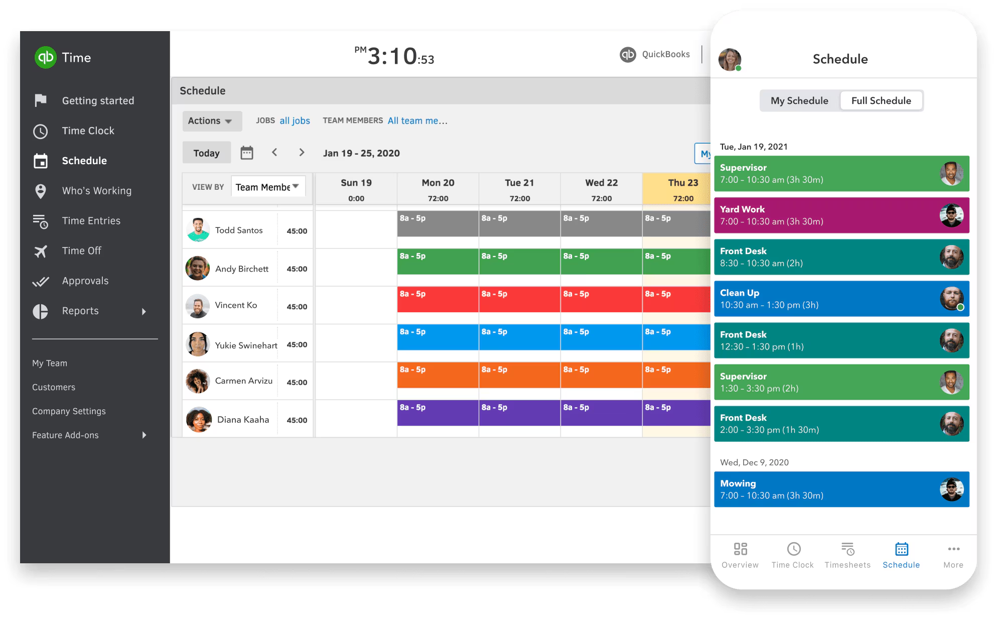 QuickBooks Time dashboard