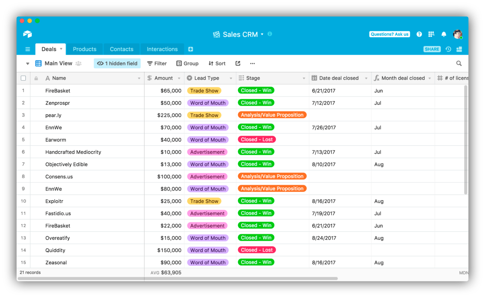 Airtable for creative agency