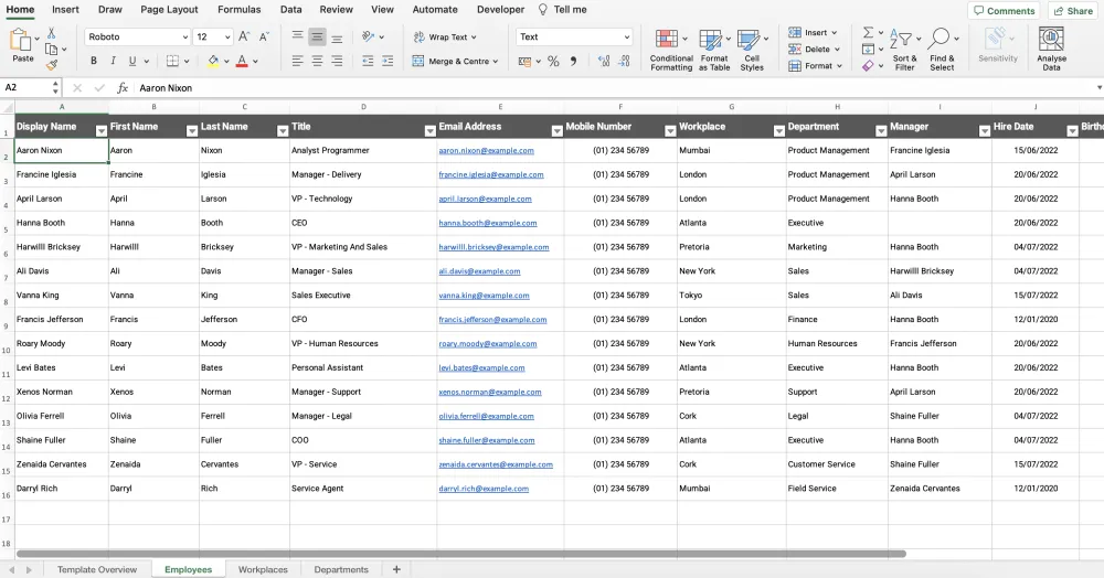adding info in excel