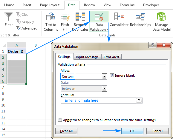 validate data in excel