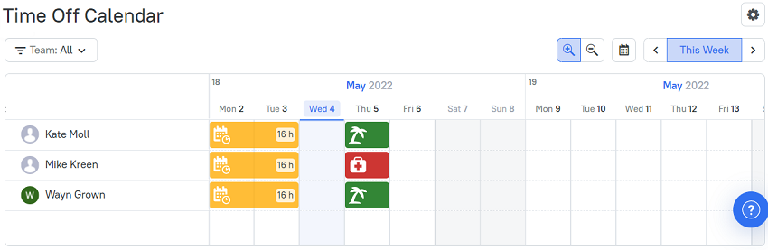 timeoff calendar TMetric