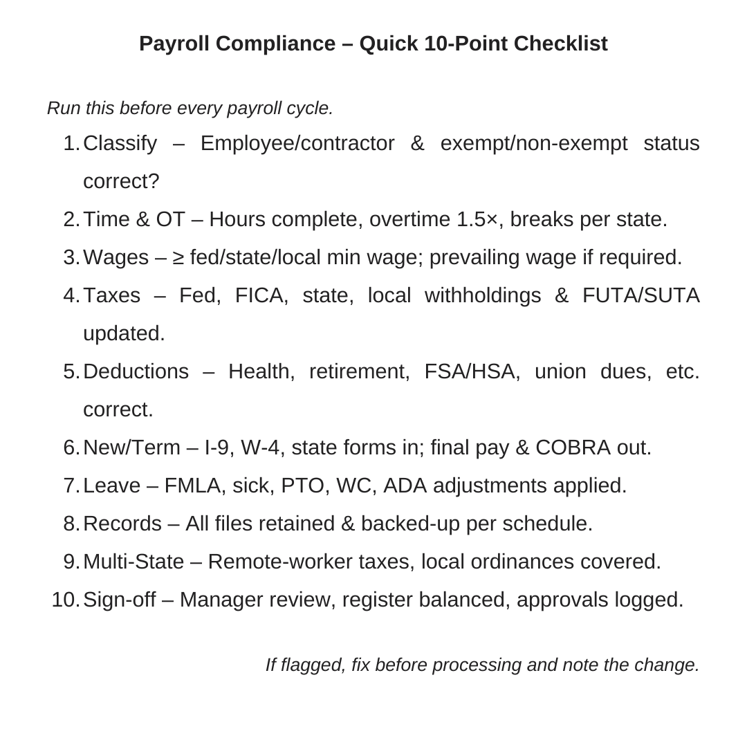checklist for payroll 
