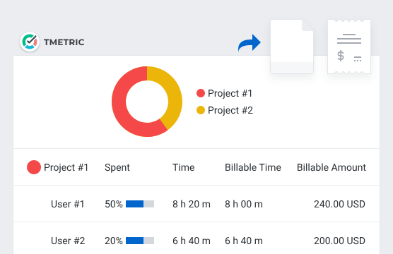 tmetric financial report on projects