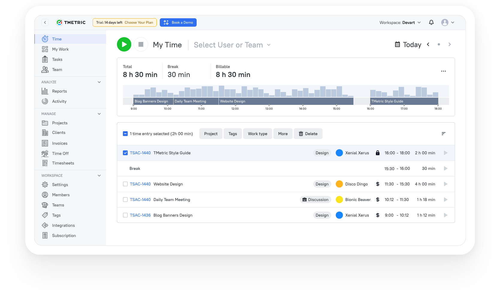 tmetric for calculatin revenue per employee