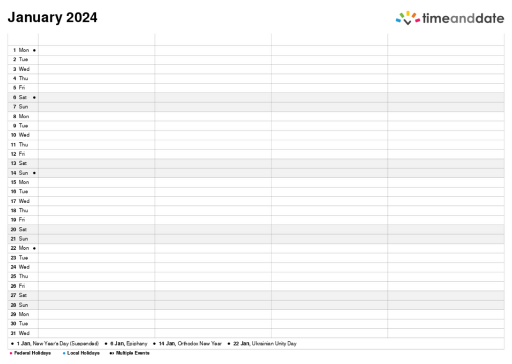 Best 12 FREE blank Calendar Templates for Planning in 2024