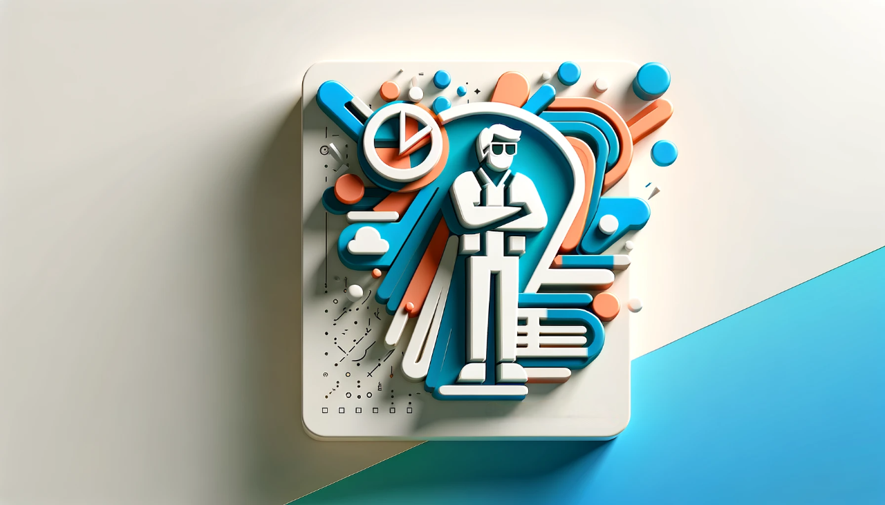 a procrastinator and a clock in 3D icon style 