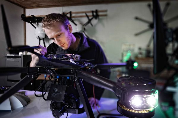 Aeronavics head of engineering Anton working on a drone