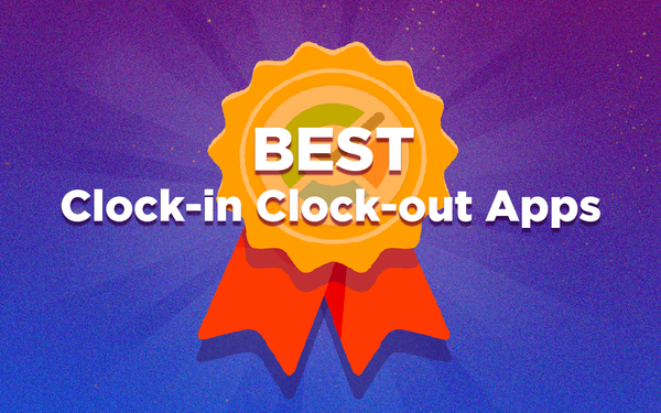 reward badge on the purple background and text best clock-in clock-out apps
