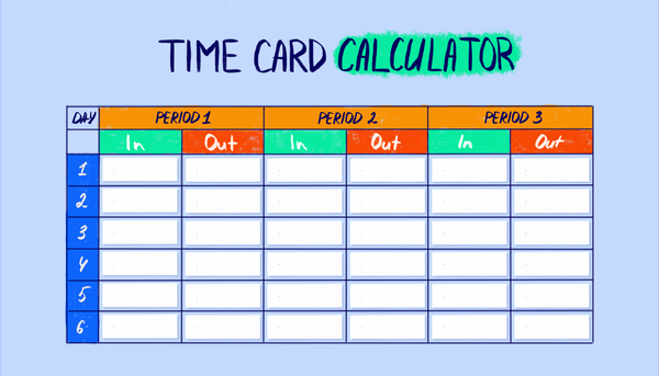 a graphic template for time card calculator