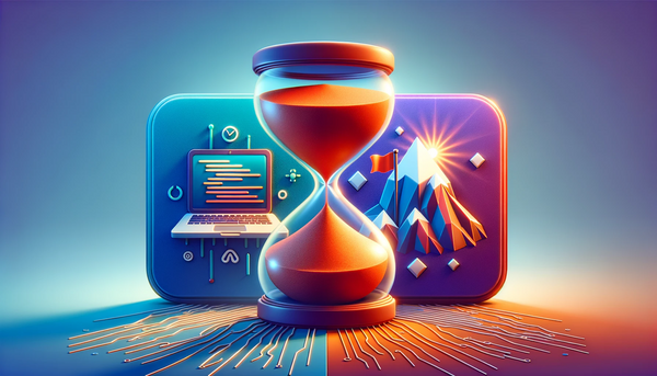 hourglass and laptop as symbols of time management for software engineers 