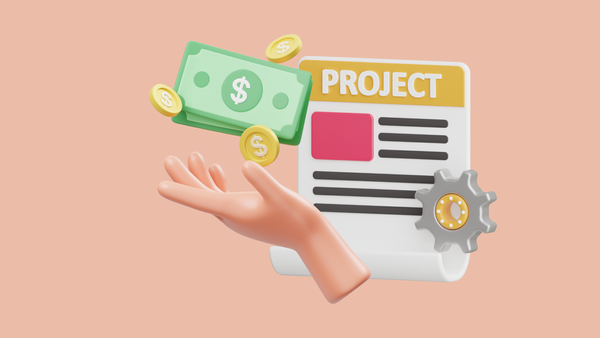a hand catching banknotes and the word project 
