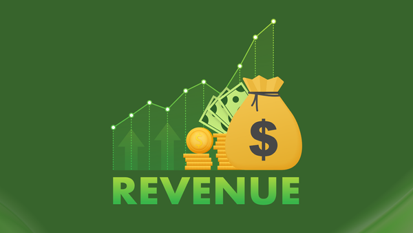 the word revenue on the green background 
