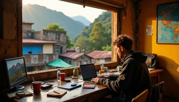 remote worker sitting in front of the window 